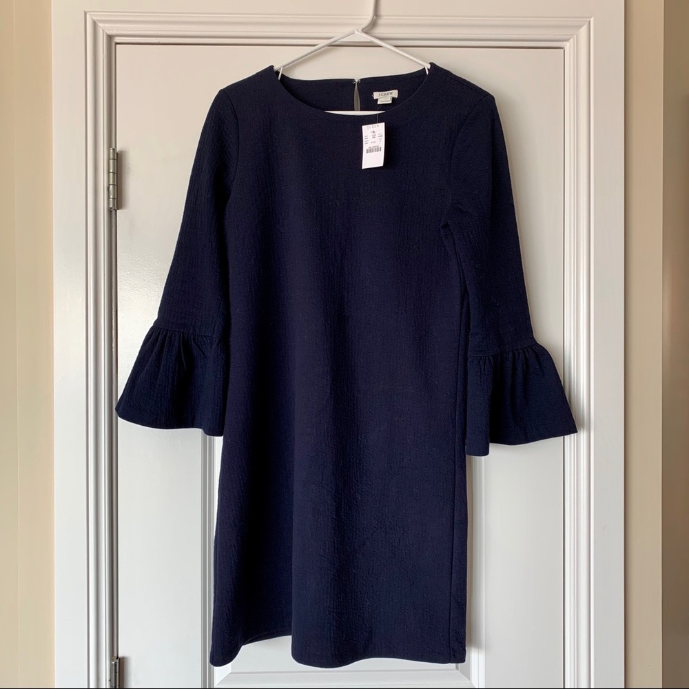 SALE New J.Crew Factory Navy Long Sleeve Dress SM - Picture 2 of 8